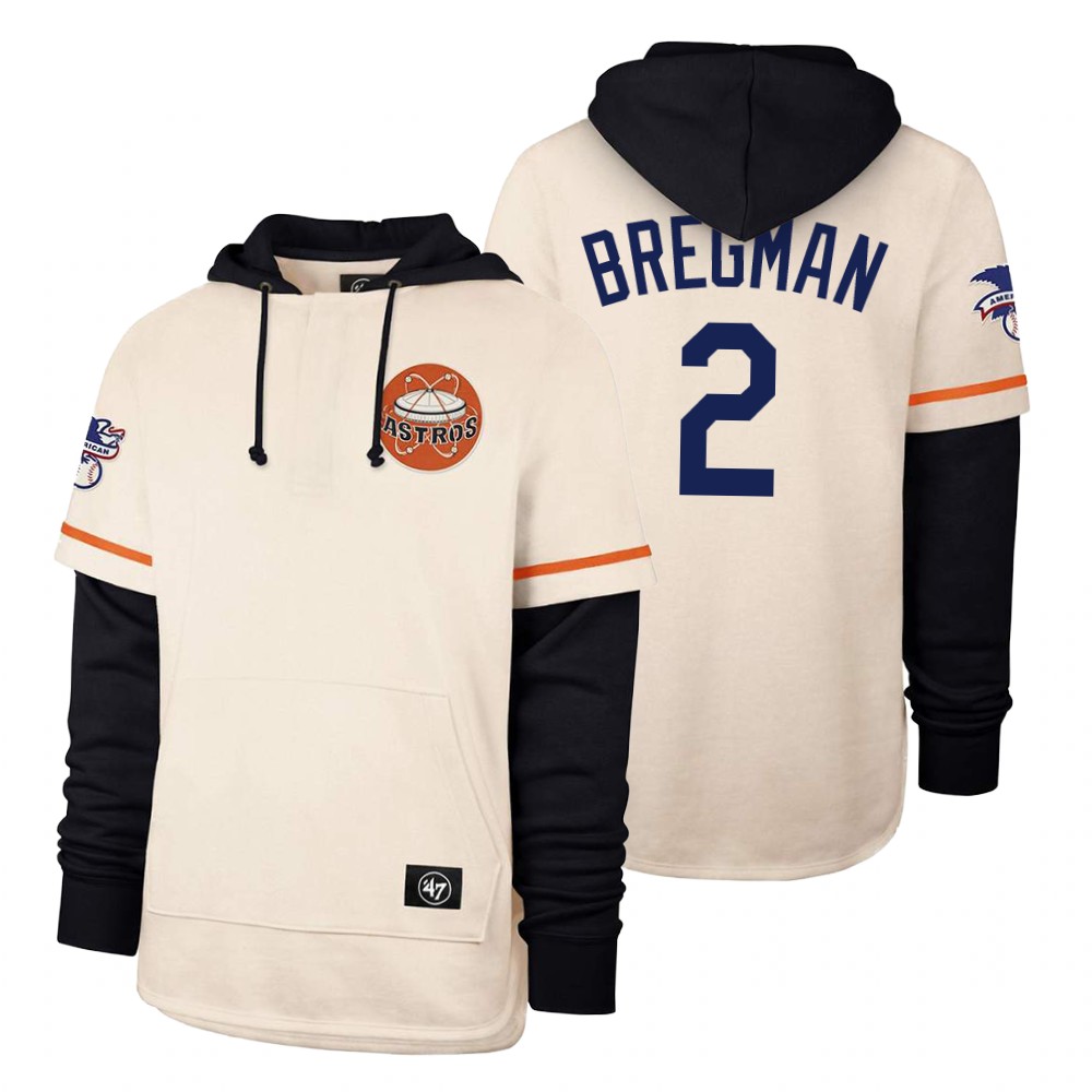 Men Houston Astros #2 Bregman Cream 2021 Pullover Hoodie MLB Jersey->houston astros->MLB Jersey